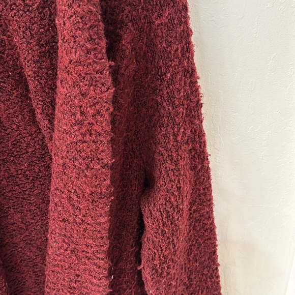 Anthropologie Red Long Line Open Front Sherpa Teddy Cardigan No Pockets M - Picture 4 of 9